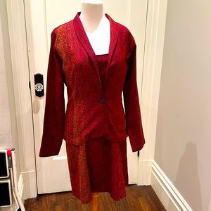 Beautiful Red Dress and blazer outfit